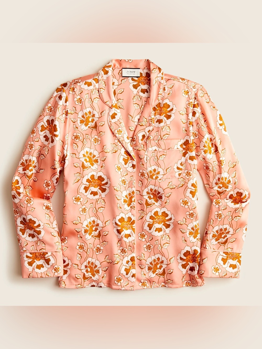 J.Crew Collection Silk pajama shirt in climbing floral size 8